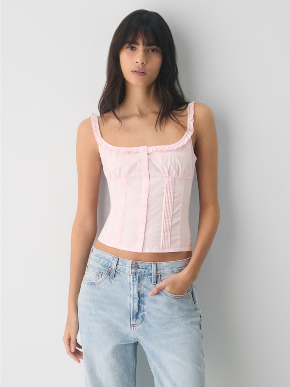 Aritzia Sunday Best Gumdrop Poplin Cami Tank Top - Villa Pink